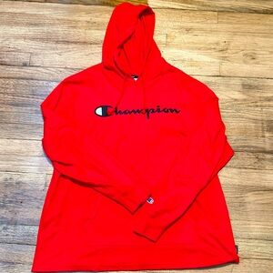 Lightweight, red, long sleeve champion hoodie